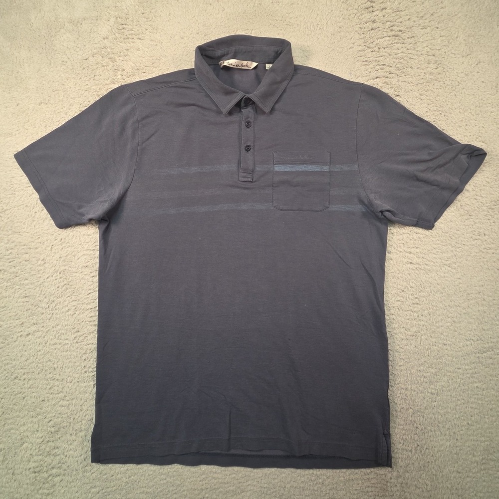 Travis Mathew Shirt Mens L Golf Polo Grey Pima Stretch Preppy Performance Tennis - Picture 2 of 14